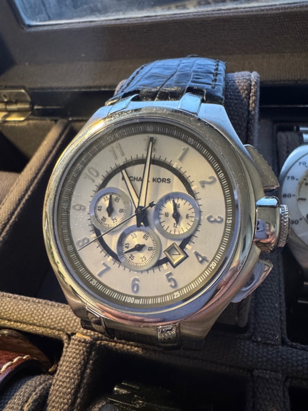 Michael Kors Silver and Black Men's Chronograph Watch